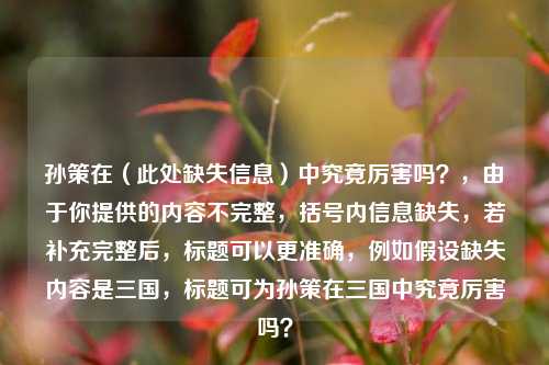 孙策在(此处缺失信息)中究竟厉害吗?,由于你提供的内容不完整,括号内信息缺失,若补充完整后,标题可以更准确,例如假设缺失内容是三国,标题可为孙策在三国中究竟厉害吗?