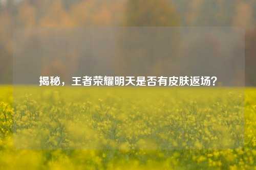 揭秘，王者荣耀明天是否有皮肤返场？