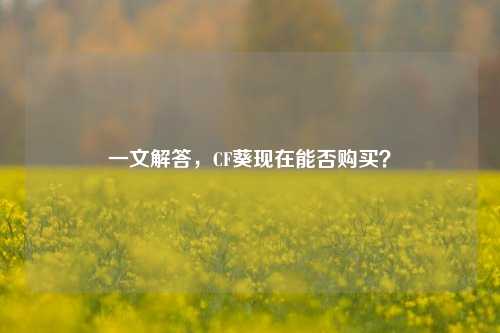 一文解答，CF葵现在能否购买？