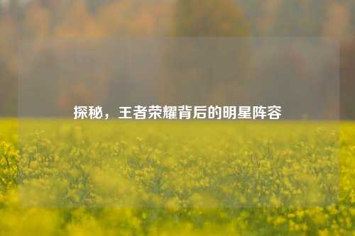 探秘，王者荣耀背后的明星阵容