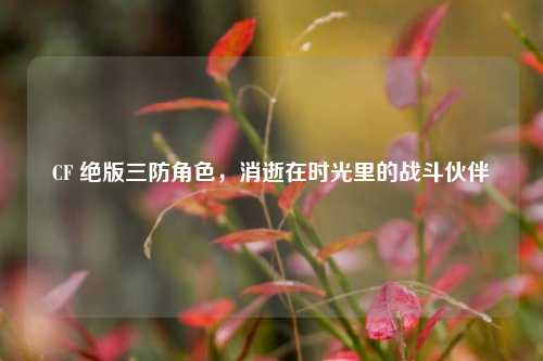 CF 绝版三防角色,消逝在时光里的战斗伙伴