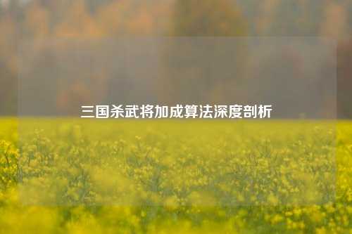 三国杀武将加成算法深度剖析