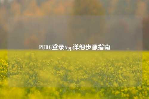 PUBG登录App详细步骤指南