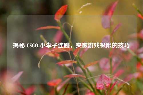 揭秘 CSGO 小李子连跳,突破游戏极限的技巧 揭秘 CSGO 小李子连跳,突破游戏极限的技巧