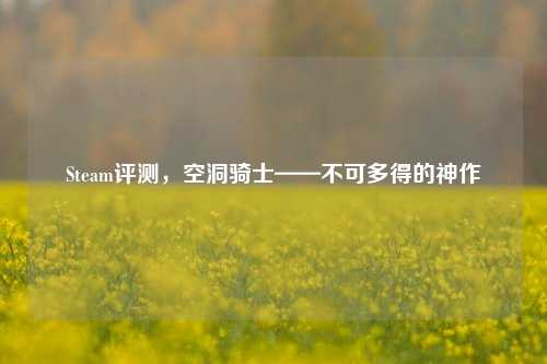 Steam评测，空洞骑士——不可多得的神作