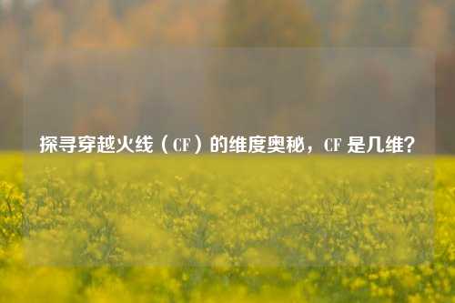 探寻穿越火线（CF）的维度奥秘，CF 是几维？