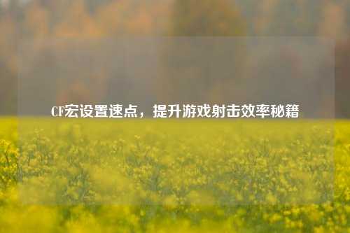 CF宏设置速点，提升游戏射击效率秘籍