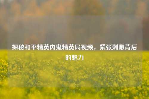 探秘和平精英内鬼精英局视频,紧张刺激背后的魅力