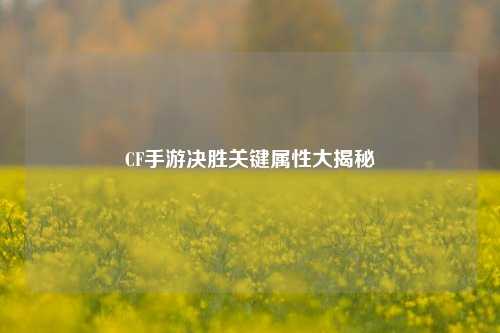 CF手游决胜关键属性大揭秘