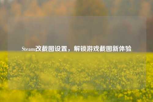 Steam改截图设置，解锁游戏截图新体验