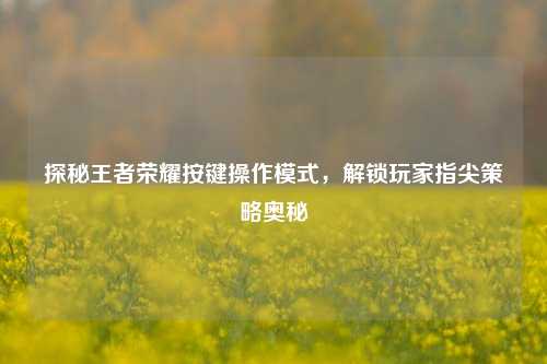 探秘王者荣耀按键操作模式，解锁玩家指尖策略奥秘