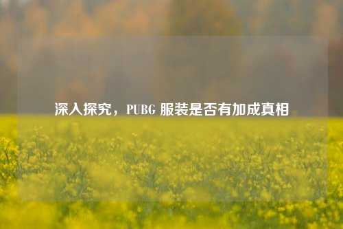 深入探究，PUBG 服装是否有加成真相