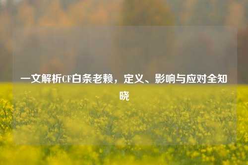 一文解析CF白条老赖，定义、影响与应对全知晓