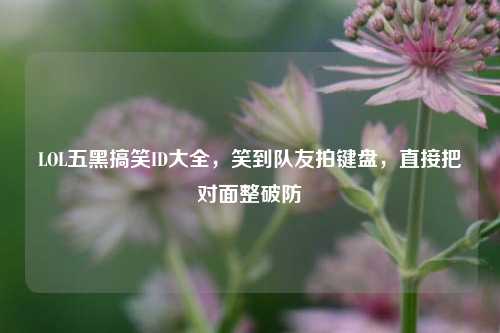 LOL五黑搞笑ID大全，笑到队友拍键盘，直接把对面整破防