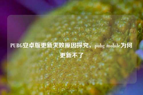 详细阅读:PUBG安卓版更新失败原因探究,pubg mobile为何更新不了 PUBG安卓版更新失败原因探究,pubg mobile为何更新不了