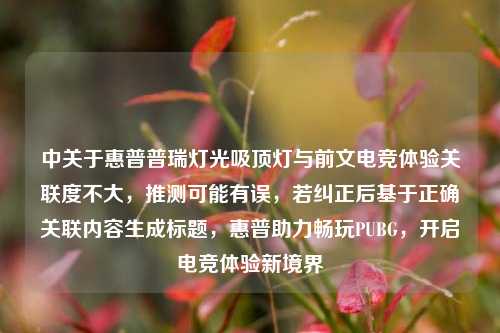 中关于惠普普瑞灯光吸顶灯与前文电竞体验关联度不大，推测可能有误，若纠正后基于正确关联内容生成标题，惠普助力畅玩PUBG，开启电竞体验新境界