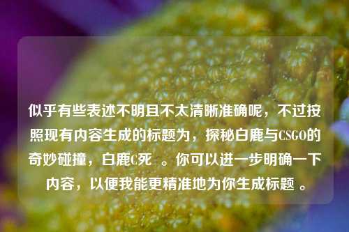 似乎有些表述不明且不太清晰准确呢,不过按照现有内容生成的标题为,探秘白鹿与CSGO的奇妙碰撞,白鹿C死 。你可以进一步明确一下内容,以便我能更精准地为你生成标题 。