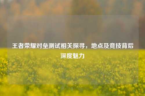 王者荣耀对垒测试相关探寻,地点及竞技背后深度魅力