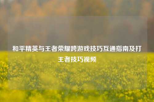和平精英与王者荣耀跨游戏技巧互通指南及打王者技巧视频