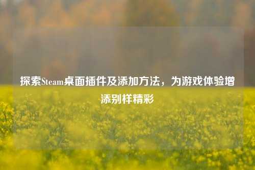 探索Steam桌面插件及添加 *** ，为游戏体验增添别样精彩