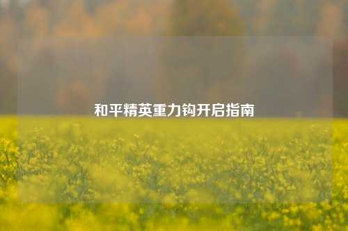 详细阅读:和平精英重力钩开启指南 和平精英重力钩开启指南
