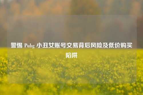 警惕 Pubg 小丑女账号交易背后风险及低价购买陷阱