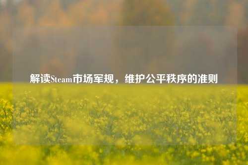 解读Steam市场军规,维护公平秩序的准则