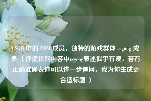 CSGO 中的 ZDM 成员,独特的游戏群体 csgoog 成员 (你提供的内容中csgoog表述似乎有误,若有正确准确表述可以进一步追问,我为你生成更合适标题 )