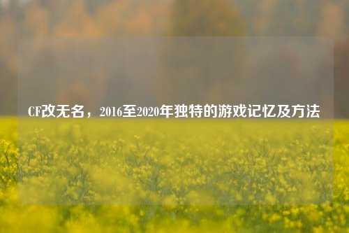CF改无名，2016至2020年独特的游戏记忆及 *** 
