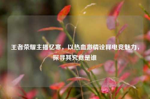 王者荣耀主播忆寒，以热血 *** 诠释电竞魅力，探寻其究竟是谁