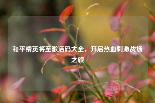 和平精英将至激活码大全，开启热血 *** 战场之旅