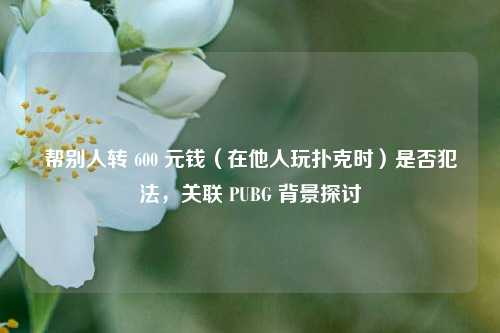 帮别人转 600 元钱（在他人玩扑克时）是否犯法，关联 PUBG 背景探讨