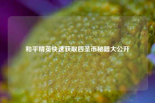 和平精英快速获取四圣币秘籍大公开