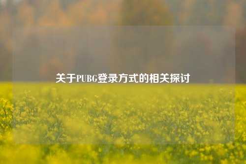 关于PUBG登录方式的相关探讨