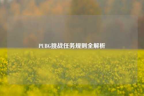 PUBG挑战任务规则全解析