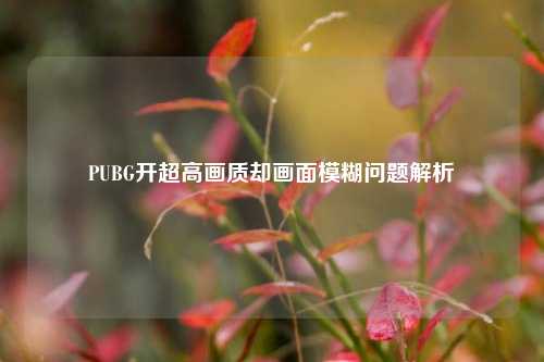 PUBG开超高画质却画面模糊问题解析