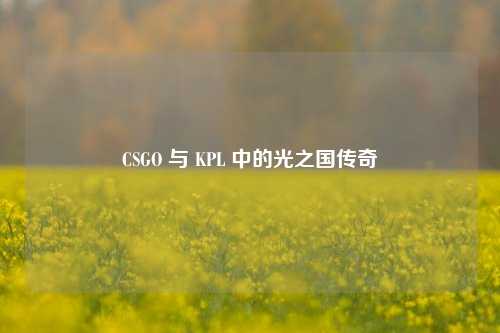 CSGO 与 KPL 中的光之国传奇