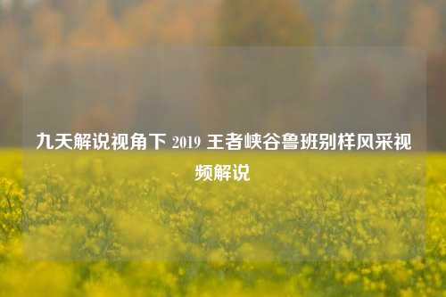九天解说视角下 2019 王者峡谷鲁班别样风采视频解说