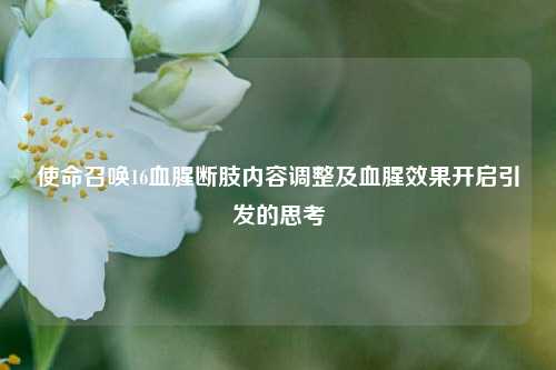 使命召唤16血腥断肢内容调整及血腥效果开启引发的思考