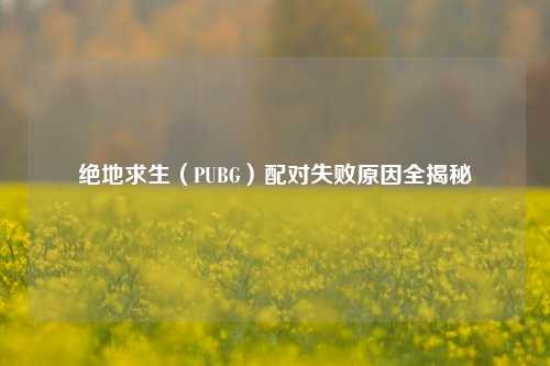 绝地求生(PUBG)配对失败原因全揭秘